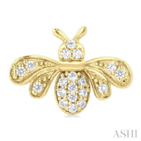 1/8 Ctw Petite Bumble Bee Round Cut Diamond Fashion Stud Earring in 10K Yellow Gold