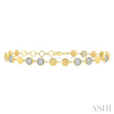 3/4 Ctw Lovebright Button Shaped Link Round Cut Diamond Bracelet in 14K Yellow and White Gold