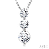 3/4 Ctw Round Cut Diamond Three-Stone Snowman Pendant With Chain in 14K White Gold