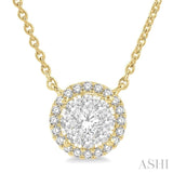 1/3 Ctw Circular Round Cut Diamond Lovebright Pendant With Chain in 14K Yellow and White Gold