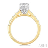 1/4 Ctw Baguette and Round Cut Diamond Semi-Mount Engagement Ring in 14K Yellow and White Gold