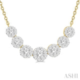 3/4 Ctw Round Cut Diamond Lovebright Necklace in 14K Yellow and White Gold