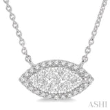 1/3 Ctw Marquise Shape Round Cut Diamond Lovebright Pendant With Chain in 14K White Gold