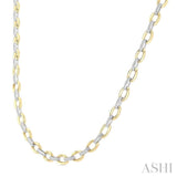 1/2 Ctw Round Cut Diamond Bold Oval Shape Link Necklace in 10K Yellow and White Gold