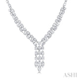3 1/6 Ctw Triple Row Drop Round Cut Diamond Necklace in 14K White Gold