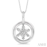 1/20 Ctw Round Cut Diamond Snow Flower Pendant in Sterling Silver with Chain