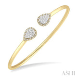 5/8 Ctw Pear Shape Lovebright Open Cuff Diamond Bangle in 14K Yellow and White Gold