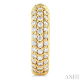 1/2 Ctw Triple Row Round Cut Diamond Fashion Huggies in 14K Yellow Gold