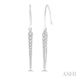 1/4 ctw Icicle Shape Round Cut Diamond Hanging Earrings in 14K White Gold