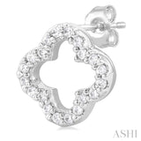 1/6 Ctw Petite Clover Round Cut Diamond Fashion Stud Earring in 10K White Gold