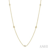 1/2 Ctw Round Cut Diamond Station Necklace in 14K Yellow Gold