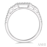 1/5 ctw Curved Round Cut Diamond Wedding Band in 14K White Gold