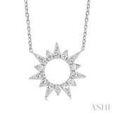 1/5 Ctw Sunburst Round Cut Diamond Fashion Pendant With Chain in 10K White Gold