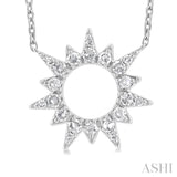 1/5 Ctw Sunburst Round Cut Diamond Fashion Pendant With Chain in 10K White Gold