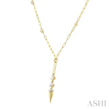 1/2 Ctw Paperclip Bezel Set Round Cut Diamond Station Necklace in 14K Yellow Gold