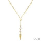 1/2 Ctw Paperclip Bezel Set Round Cut Diamond Station Necklace in 14K Yellow Gold