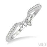 1/5 Ctw Crown Arch Round Cut Diamond Wedding Band in 14K White Gold