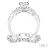 3/4 Ctw Round Cut Diamond Lovebright Wedding Set with 1/2 Ctw Engagement Ring and 1/5 Ctw Wedding Band in 14K White Gold