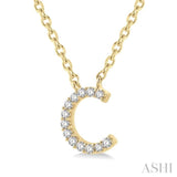 1/20 Ctw Initial 'C' Round Cut Diamond Pendant With Chain in 10K Yellow Gold