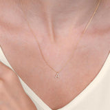 1/20 Ctw Initial 'Z' Round Cut Diamond Pendant With Chain in 14K Yellow Gold