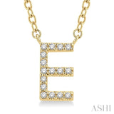1/20 Ctw Initial 'E' Round Cut Diamond Pendant With Chain in 10K Yellow Gold