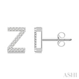 1/10 Ctw Initial 'Z' Single Cut Diamond Earrings in 10K White Gold
