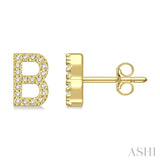 1/8 Ctw Initial 'B' Single Cut Diamond Earrings in 10K Yellow Gold