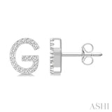 1/8 Ctw Initial 'G' Single Cut Diamond Earrings in 10K White Gold
