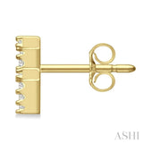 1/10 Ctw Initial 'F' Single Cut Diamond Earrings in 10K Yellow Gold