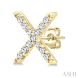 1/10 Ctw Initial 'X' Single Cut Diamond Earrings in 10K Yellow Gold
