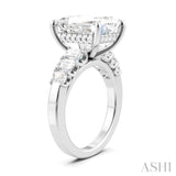 1 1/4 Ctw Emerald Shape Emerald and Round Cut Diamond Semi-Mount Engagement Ring in 14K White Gold