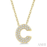 1/10 Ctw Initial 'C' Round Cut Diamond Fashion Pendant With Chain in 10K Yellow Gold