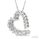 1/4 Ctw Diamond Journey Heart Pendant in 14K White Gold with chain
