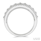 1/2 Ctw Art Deco Split Shank Baguette & Round Cut Diamond Wedding Band in 14K White Gold