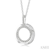1/10 Ctw Petite Twin Circle Round Cut Diamond Fashion Pendant With Chain in 10K White Gold