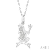 1/20 Ctw Amphibian Round Cut Diamond Petite Fashion Pendant With Chain in 10K White Gold