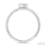 1/6 Ctw Ball Bead East-West Bezel Set Pear CutDiamond Stackable Petite Fashion Ring in 14K White Gold