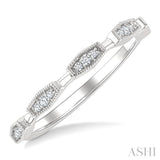 1/10 Ctw Elongated Hexagon Mount Link Round Cut Diamond Stackable Fashion Band in 10K White Gold