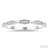 1/10 Ctw Elongated Hexagon Mount Link Round Cut Diamond Stackable Fashion Band in 10K White Gold