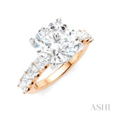 1 1/3 Ctw Round Shape Princess and Round Cut Diamond Semi-Mount Engagement Ring in 14K Rose and White Gold