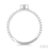 1/6 Ctw Ball Bead East-West Bezel Set Oval CutDiamond Stackable Petite Fashion Ring in 14K White Gold
