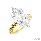 1/8 Ctw Marquise Shape Round Cut Diamond Semi-Mount Engagement Ring in 14K Yellow and White Gold