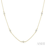 1/2 Ctw Marquise Cut Diamond Station Necklace in 14K Yellow Gold