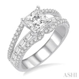 3/4 Ctw Diamond Semi-Mount Engagement Ring in 14K White Gold