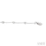 1/10 Ctw Petite Heart Round Cut Diamond Station Bracelet in 10K White Gold