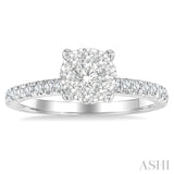 5/8 Ctw Round Lovebright Diamond Engagement Ring in 14K White Gold