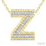 1/20 Ctw Bubble Accent Initial 'Z' Round Cut Diamond Fashion Pendant With Chain in Yellow Gold Vermeil