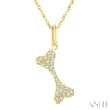 1/10 Ctw Dog Bone Petite Round Cut Diamond Fashion Pendant With Chain in 10K Yellow Gold