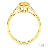 16X6 MM Pear Shape Citrine and 1/50 Ctw Round Cut Diamond Semi-Precious Ring in 10K Yellow Gold
