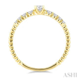 1/4 Ctw Bead Texture Shank Graduated Round Cut Diamond Stackable Fashion Ring in 14K Yellow Gold